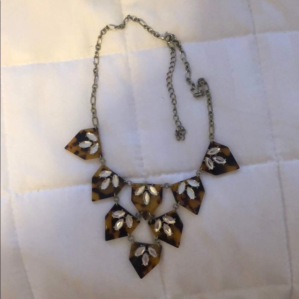 Tortoise rhinestone statement necklace